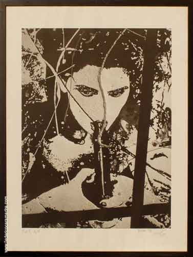 Donna con la pistola - litografia