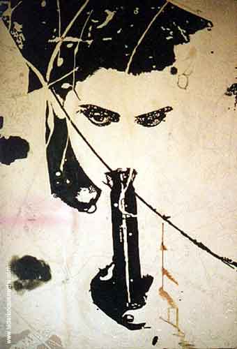 Donna con la pistola - tela